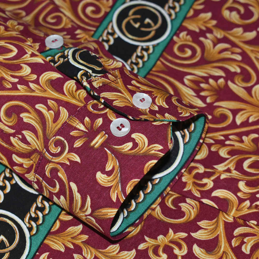 Gucci Red Floral Print Premium Cotton Shirt-5