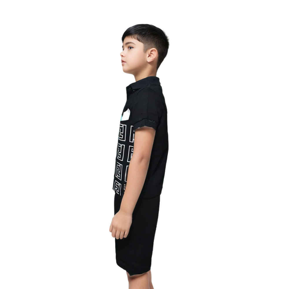 Fendi logo Print Black Premium Kids Co-ord Set-2
