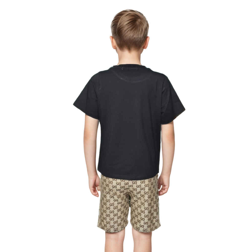 Gucci Heart Printed Black Premium Kids Co-ord Set-1