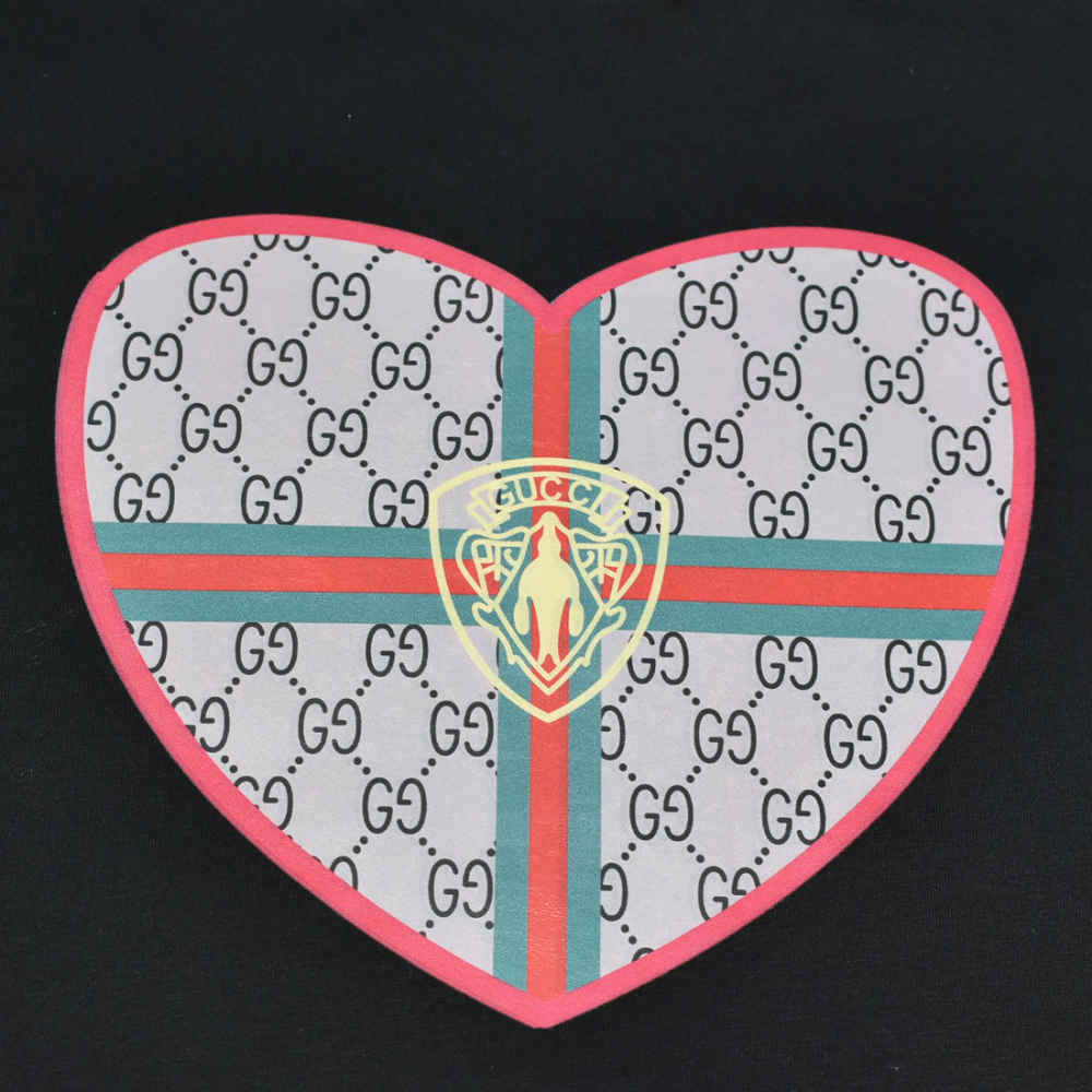 Gucci Heart Printed Black Premium Kids Co-ord Set-3