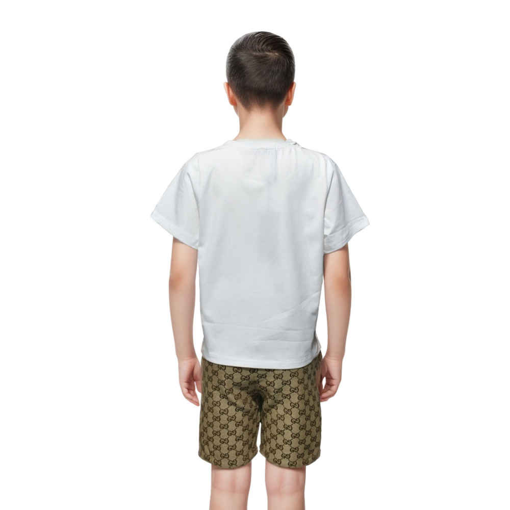 Gucci Heart Printed White Premium Kids Co-ord Set-1