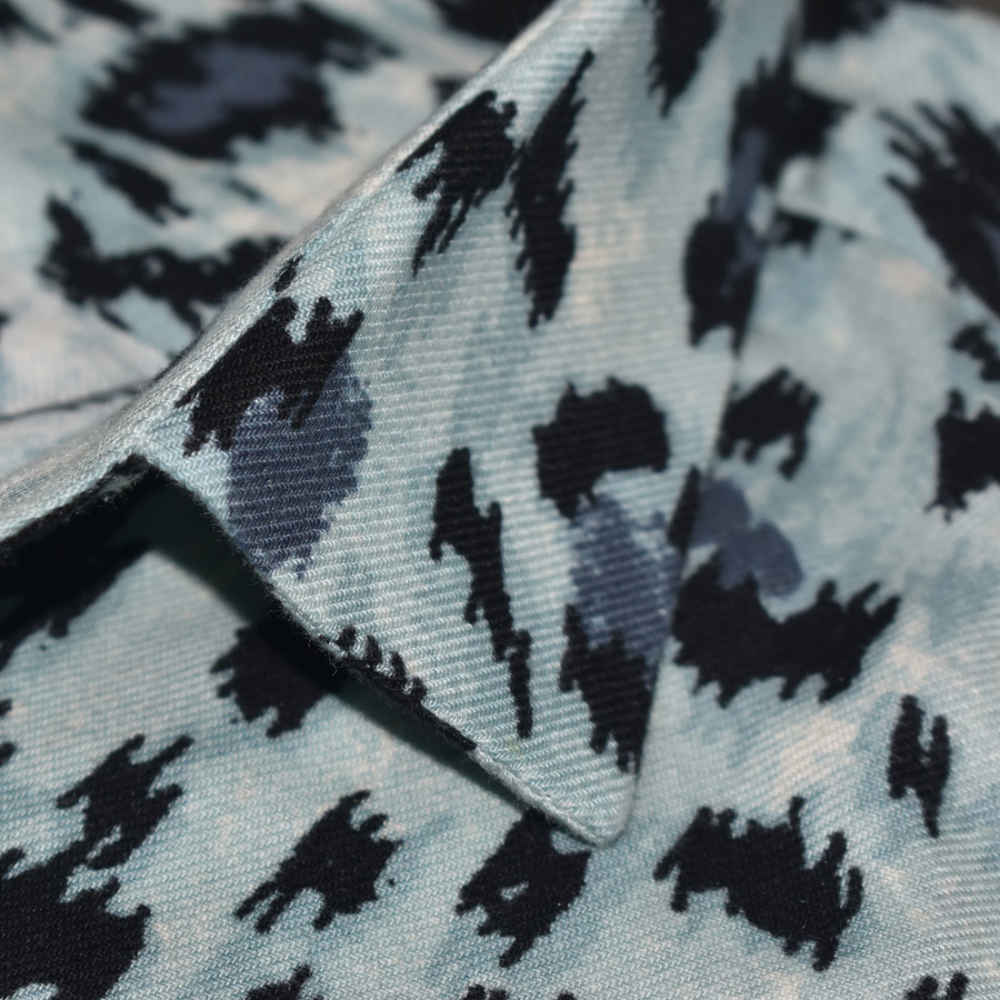 Balmain Sky Blue Leopard Printed Premium Shirt-4