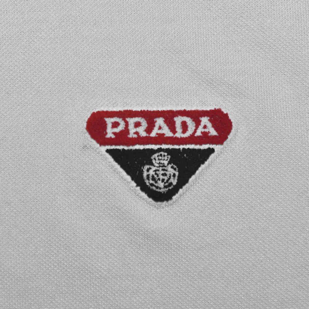Prada logo Embroidery White Premium Polo T-shirt-3