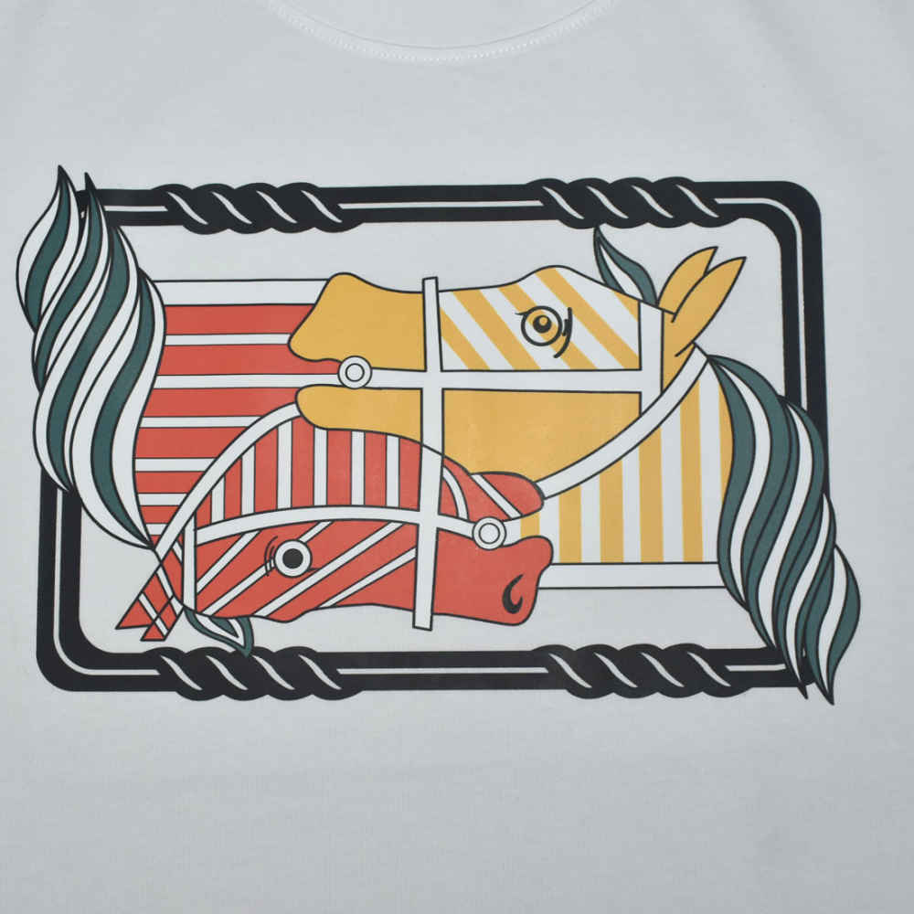 Hermes logo Print White Premium Luxury T-shirt-3