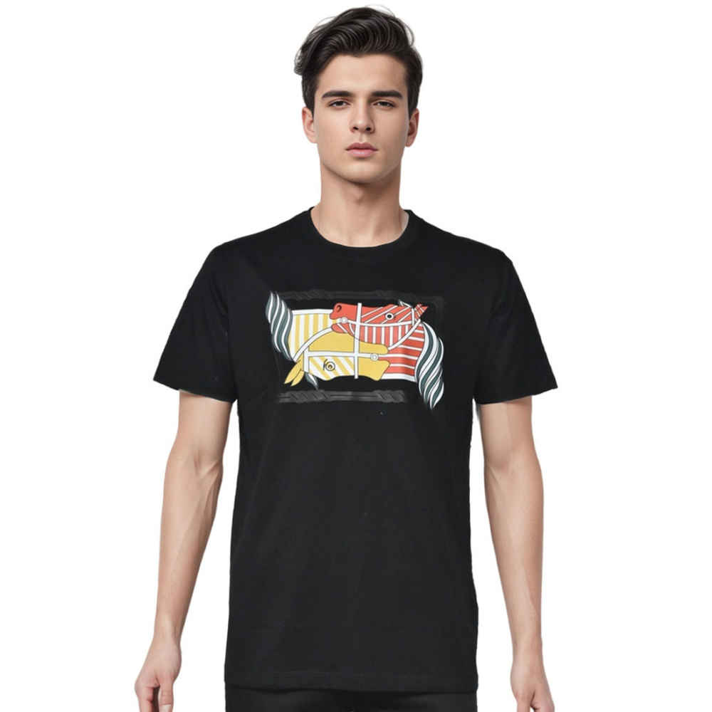 Hermes Logo Print Black Premium Luxury T-shirt-thumb-0