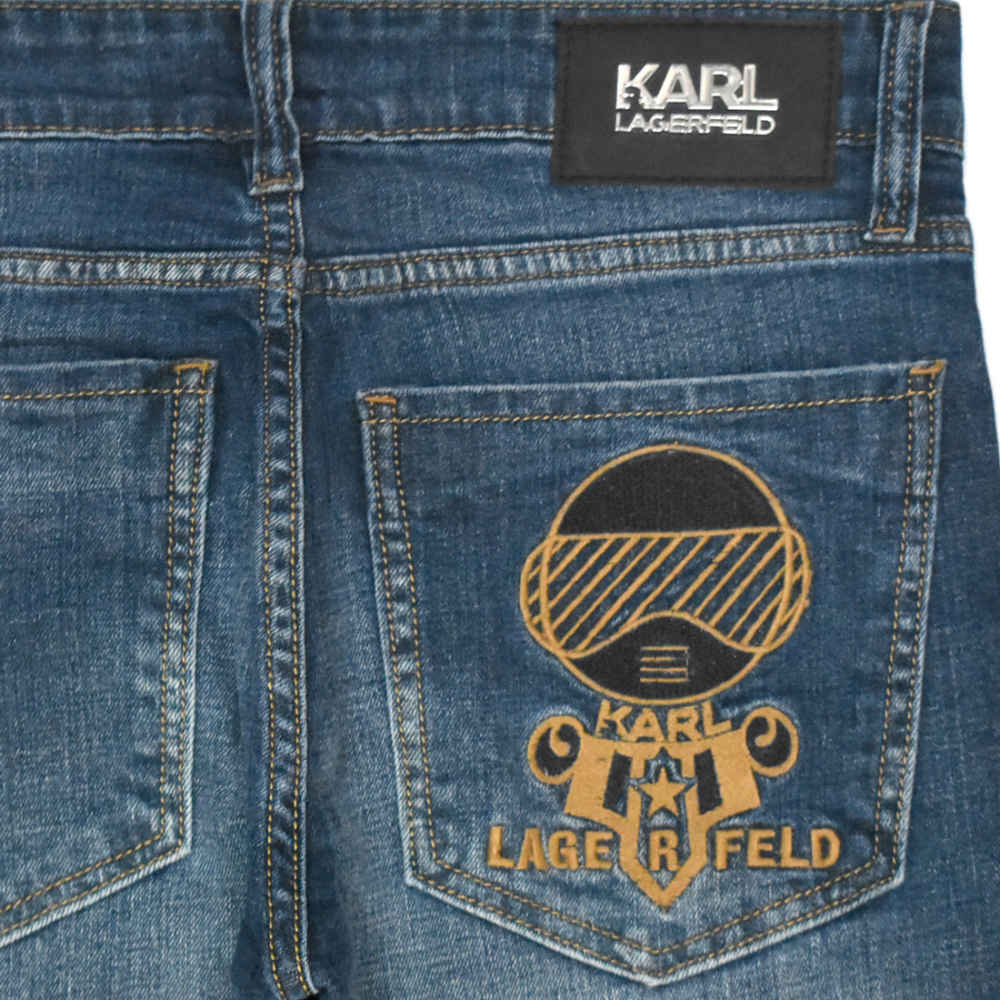 Karl Lagerfeld Ripped Blue Premium Quality Jeans-thumb-3