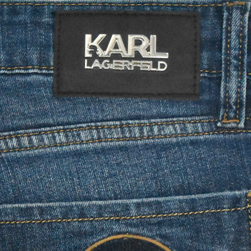 Karl Lagerfeld Ripped Blue Premium Quality Jeans-thumb-4
