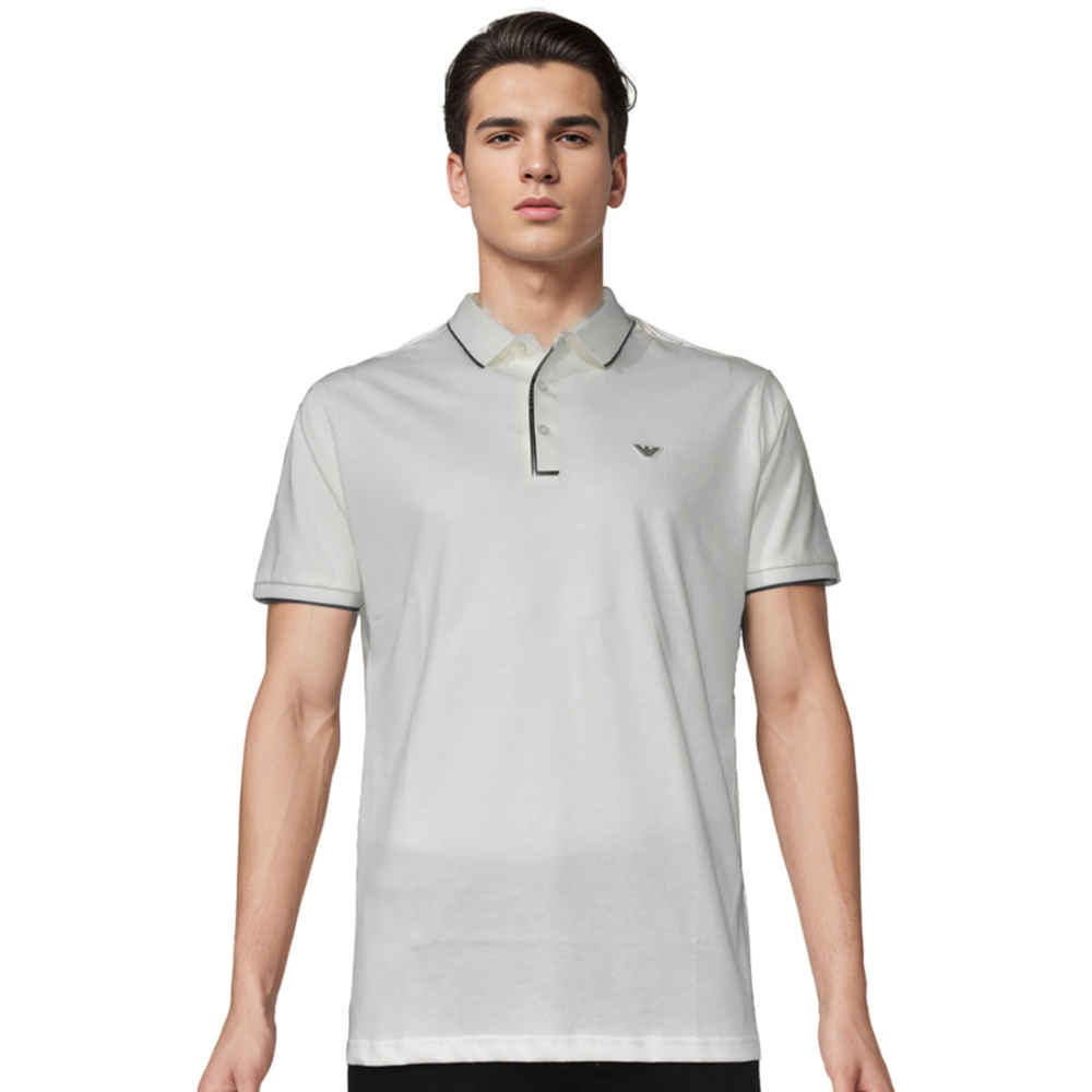 Giorgio Armani logo Embroidered White T-shirt-thumb-0
