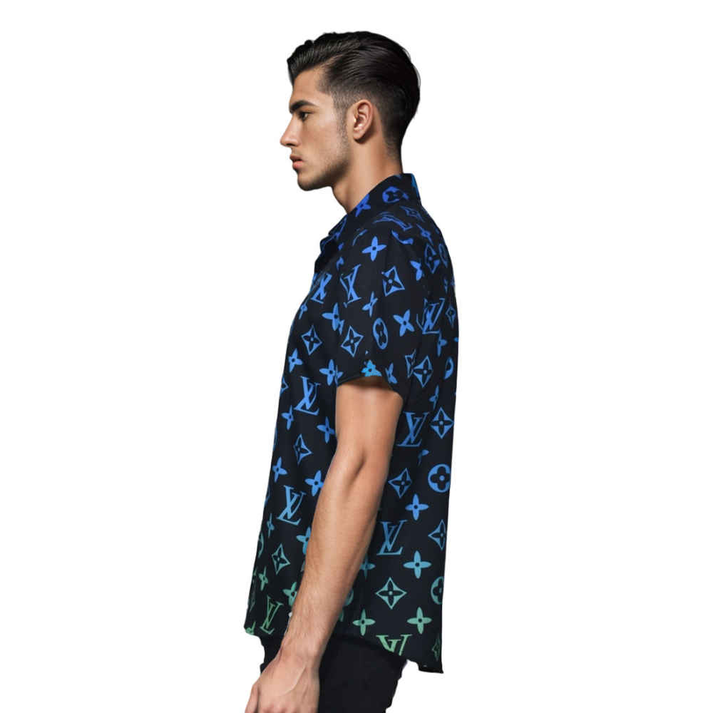 Louis Vuitton Black Premium Quality Short Sleeve Shirt-2