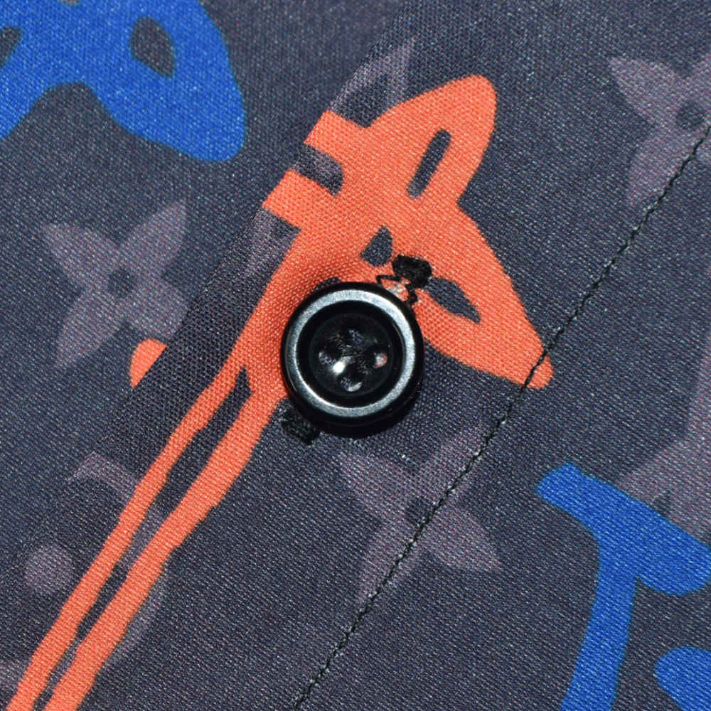 Louis Vuitton Black & Orange Premium Quality Half Sleeve Shirt-4