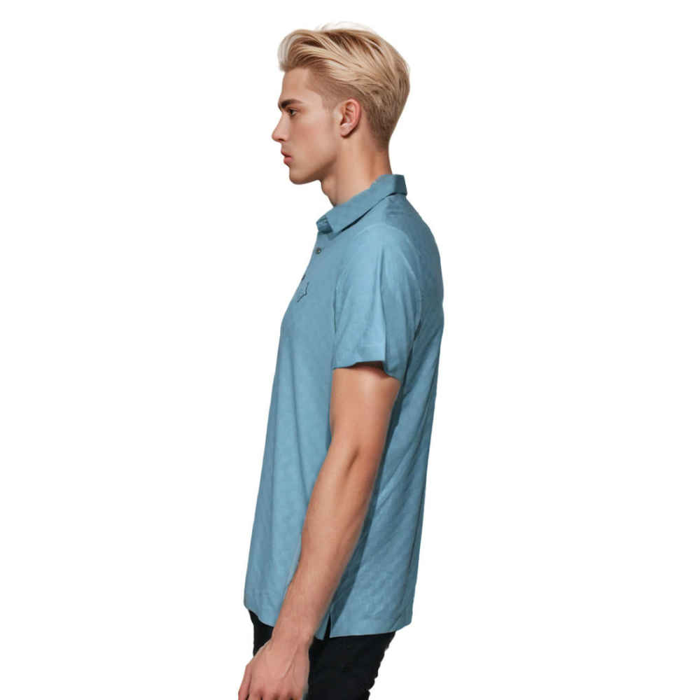 Louis Vuitton Sky Blue Premium Cotton Polo T-shirt-thumb-2