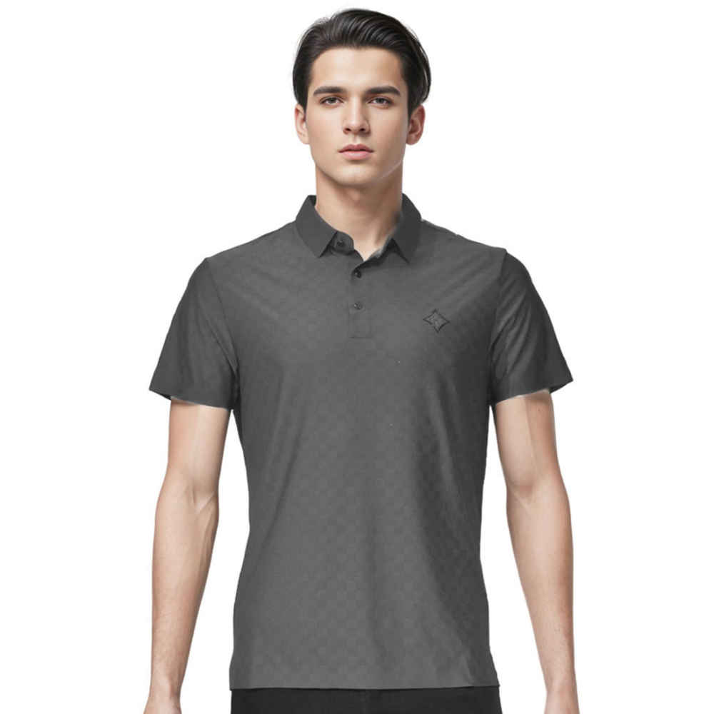 Louis Vuitton Grey Premium Cotton Polo T-shirt-thumb-0