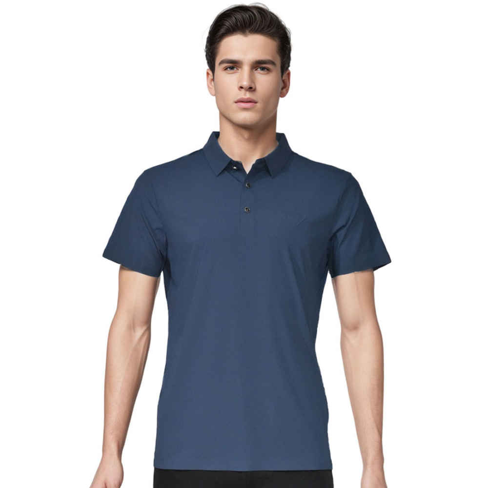Prada Embossed Logo Blue Premium Polo T-shirt-thumb-0