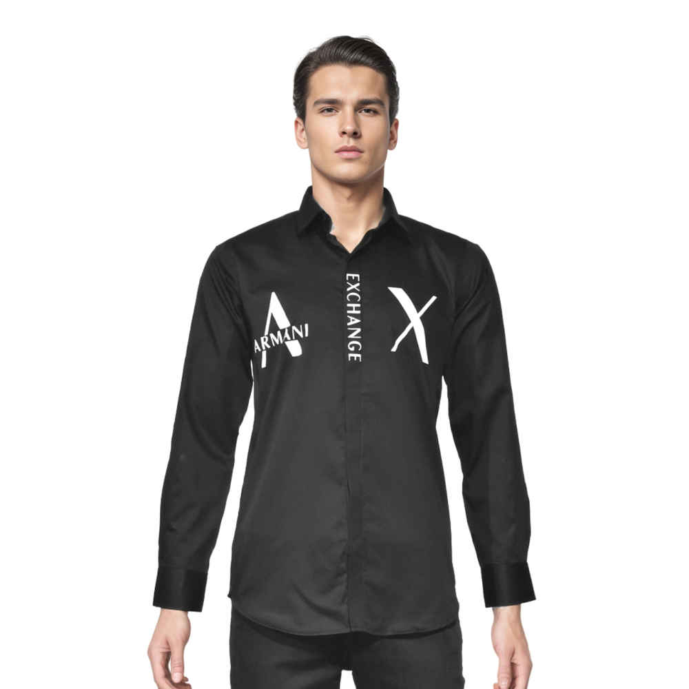 Armani Exchange logo Print Black Cotton Shirt-6