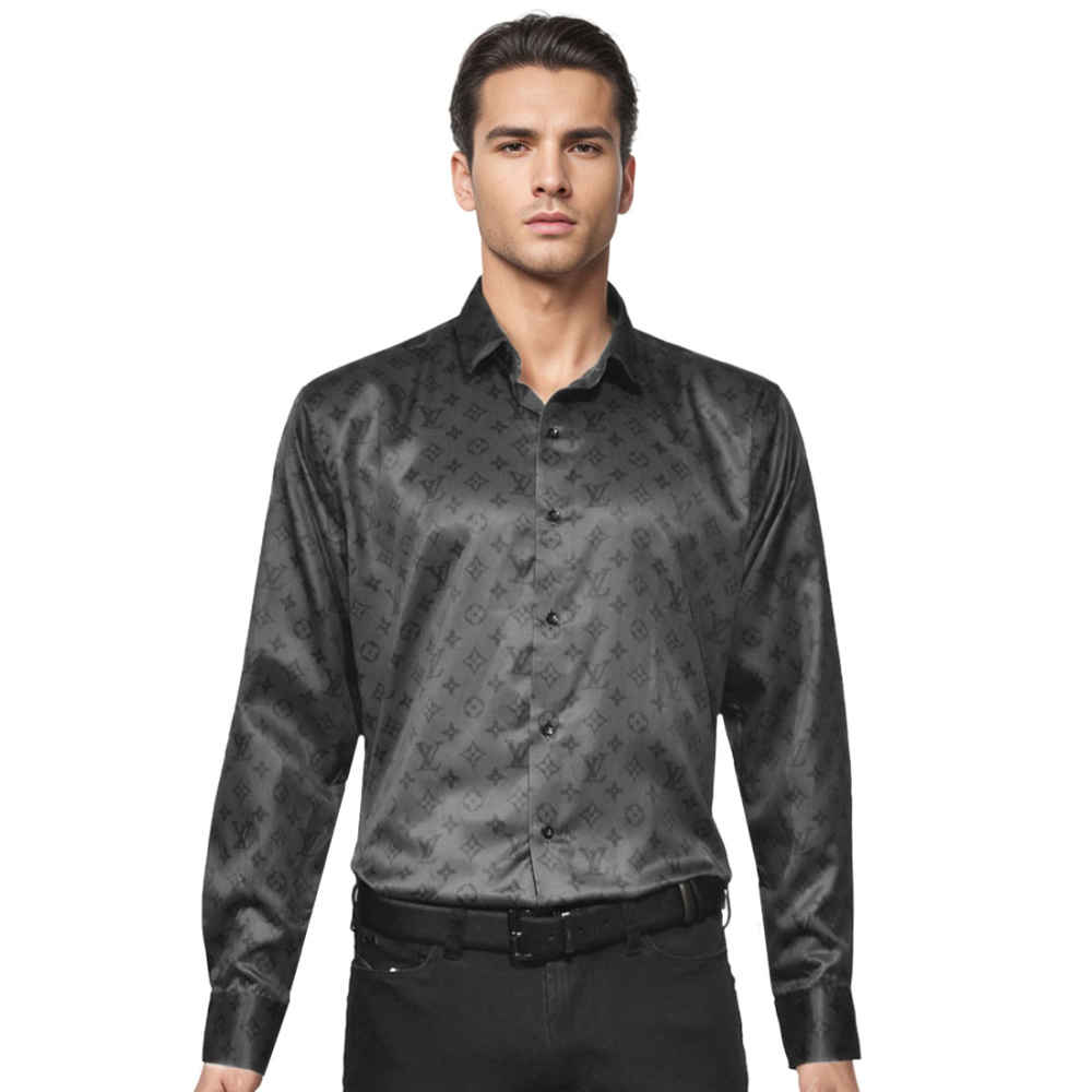 Louis Vuitton Monogram Black Premium Quality Shirt-thumb-0