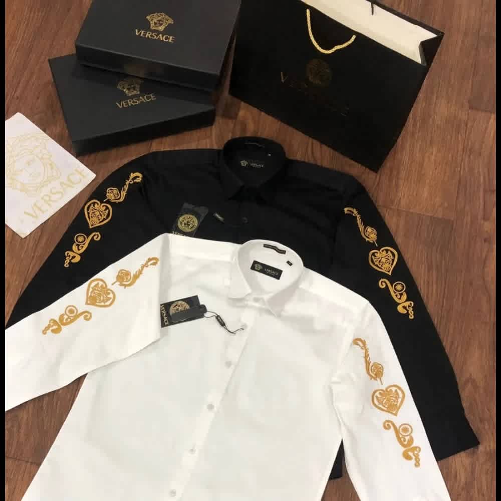 Versace Black Premium Cotton Luxury Shirt-thumb-2