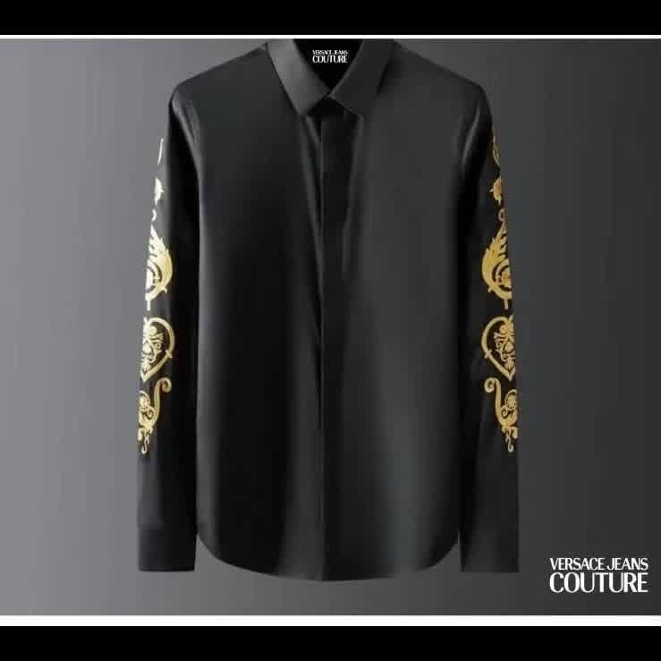 Versace Black Premium Cotton Luxury Shirt-thumb-1