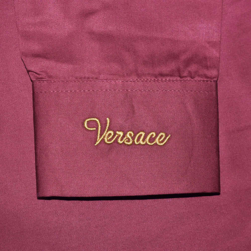 Versace Embroidered Wine Premium Cotton Shirt-5