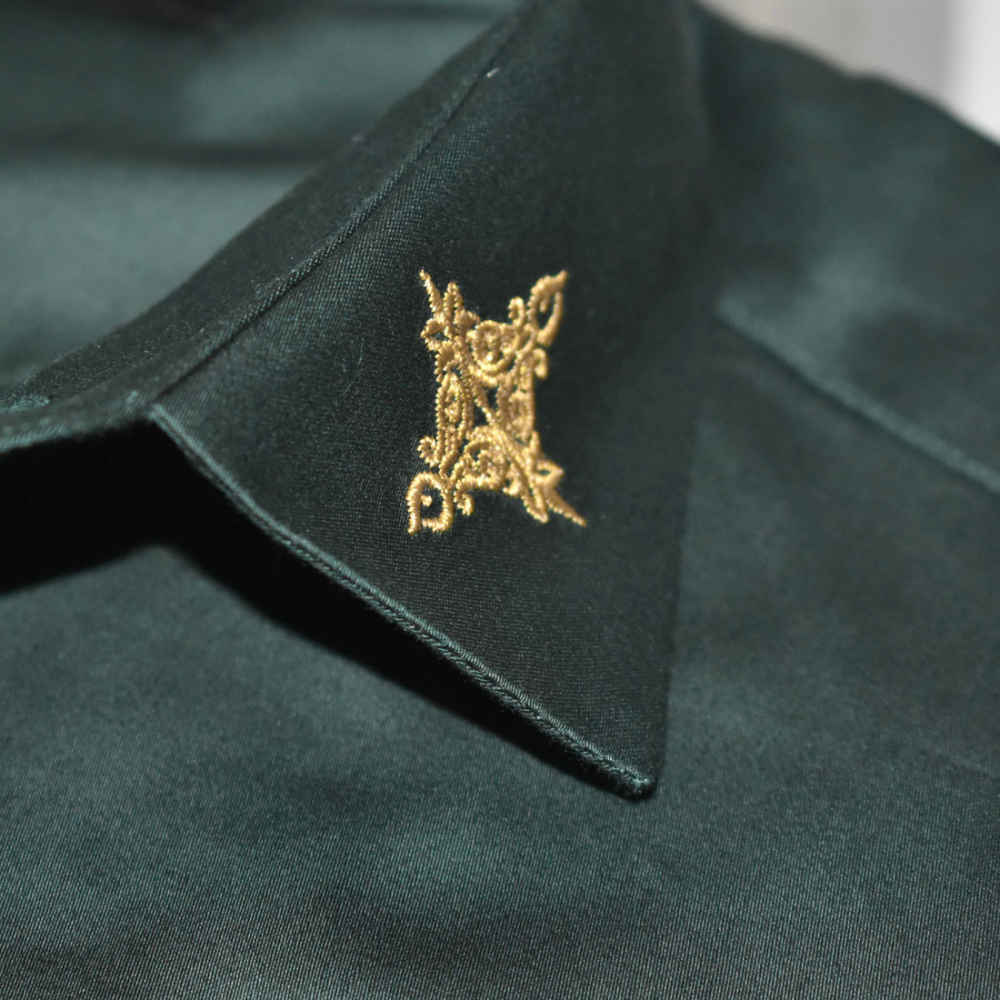 Versace Embroidered Green Premium Cotton Shirt-6