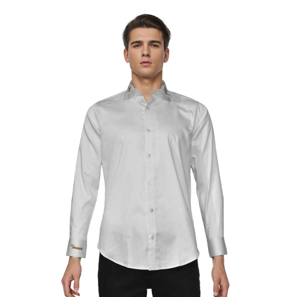 Versace Embroidered White Premium Cotton Shirt-6