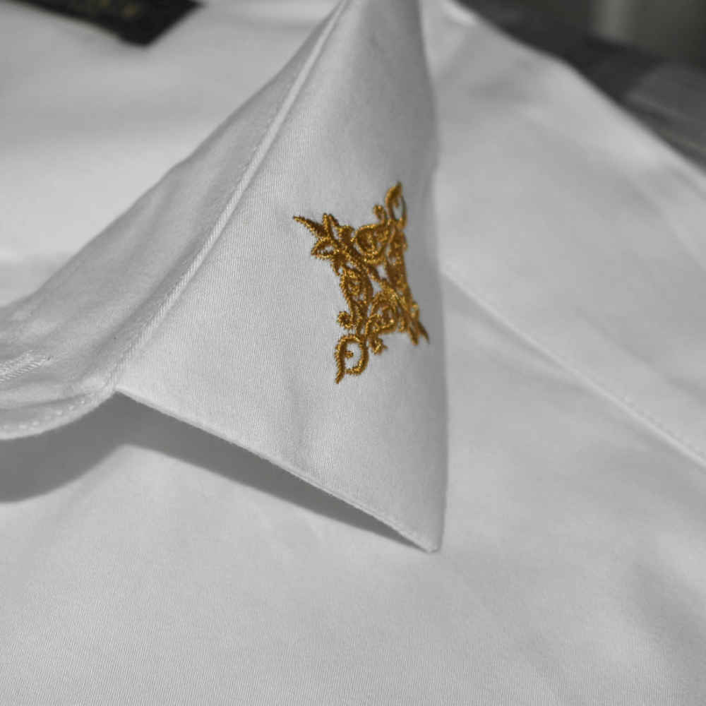 Versace Embroidered White Premium Cotton Shirt-4