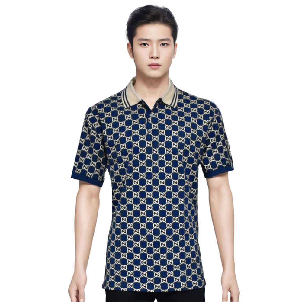 Gucci GG Stretch Blue Premium Polo T-shirt-thumb-0