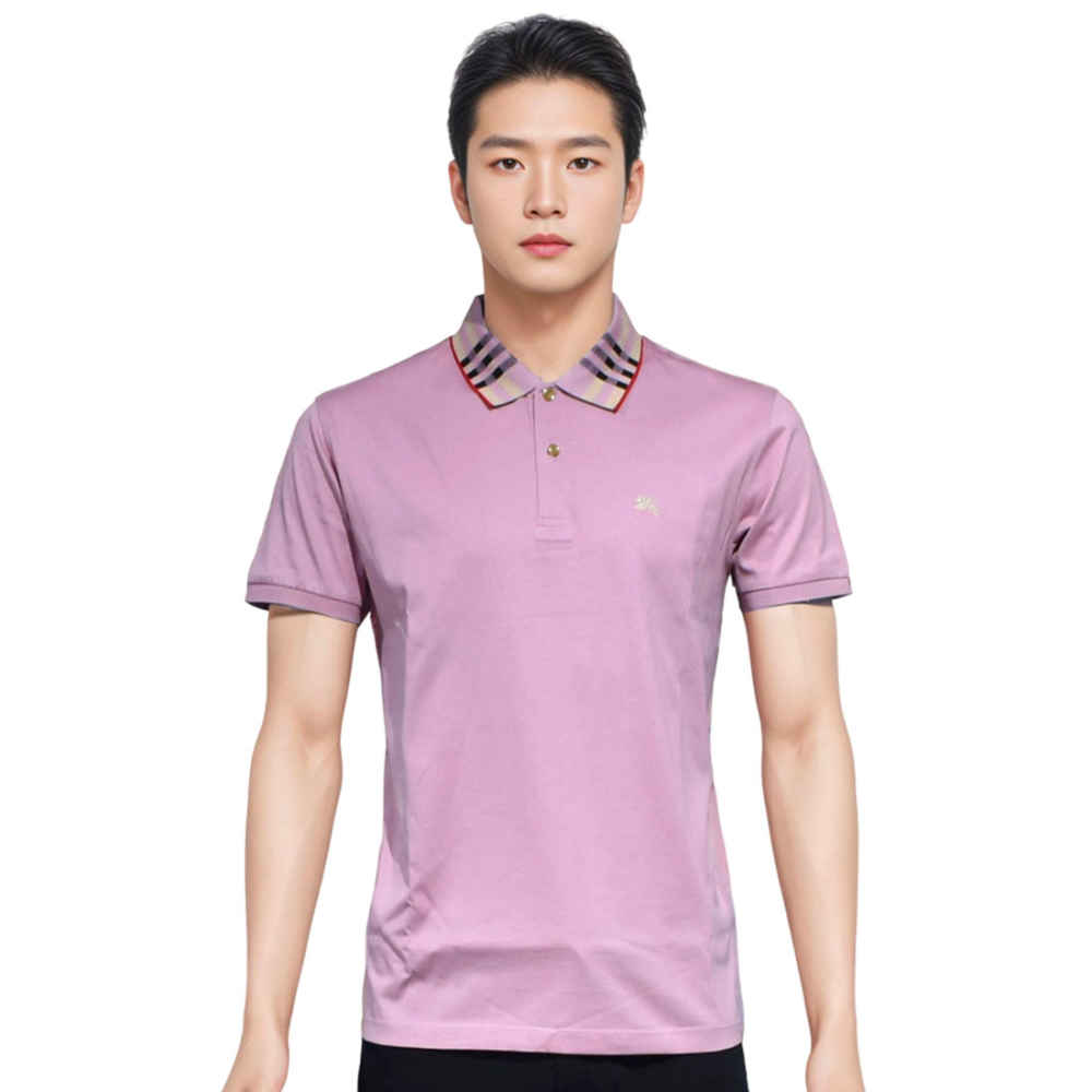 Burberry Embroidered logo Pink Premium Luxury Polo T-shirt-thumb-0