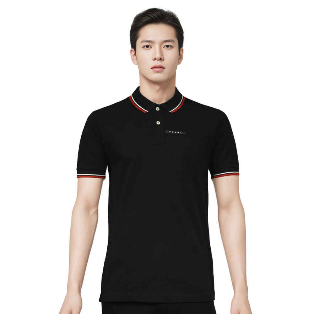 Prada Embossed Logo Black Premium T-shirt-thumb-0