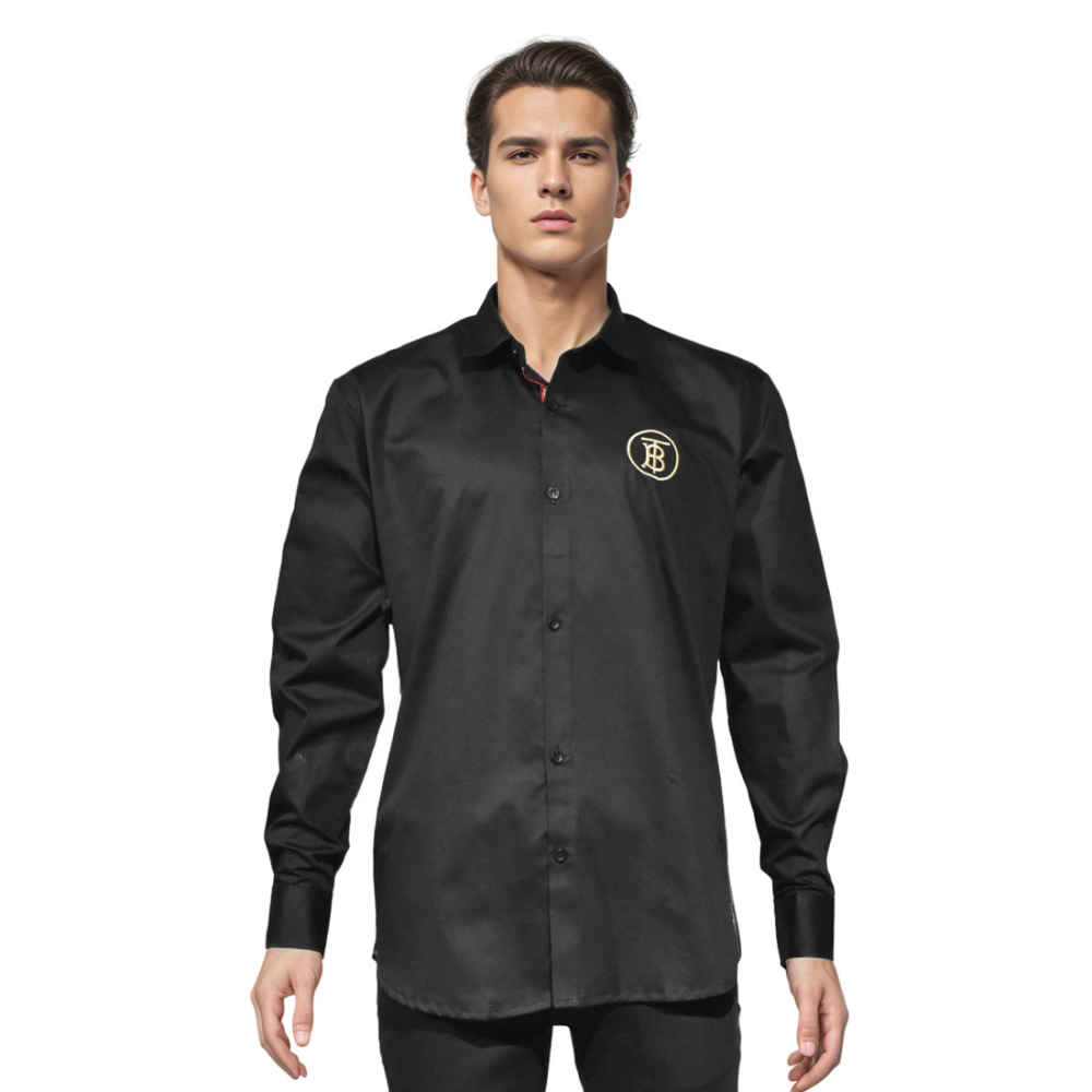 Burberry TB Embroidery Black Cotton Shirt-6