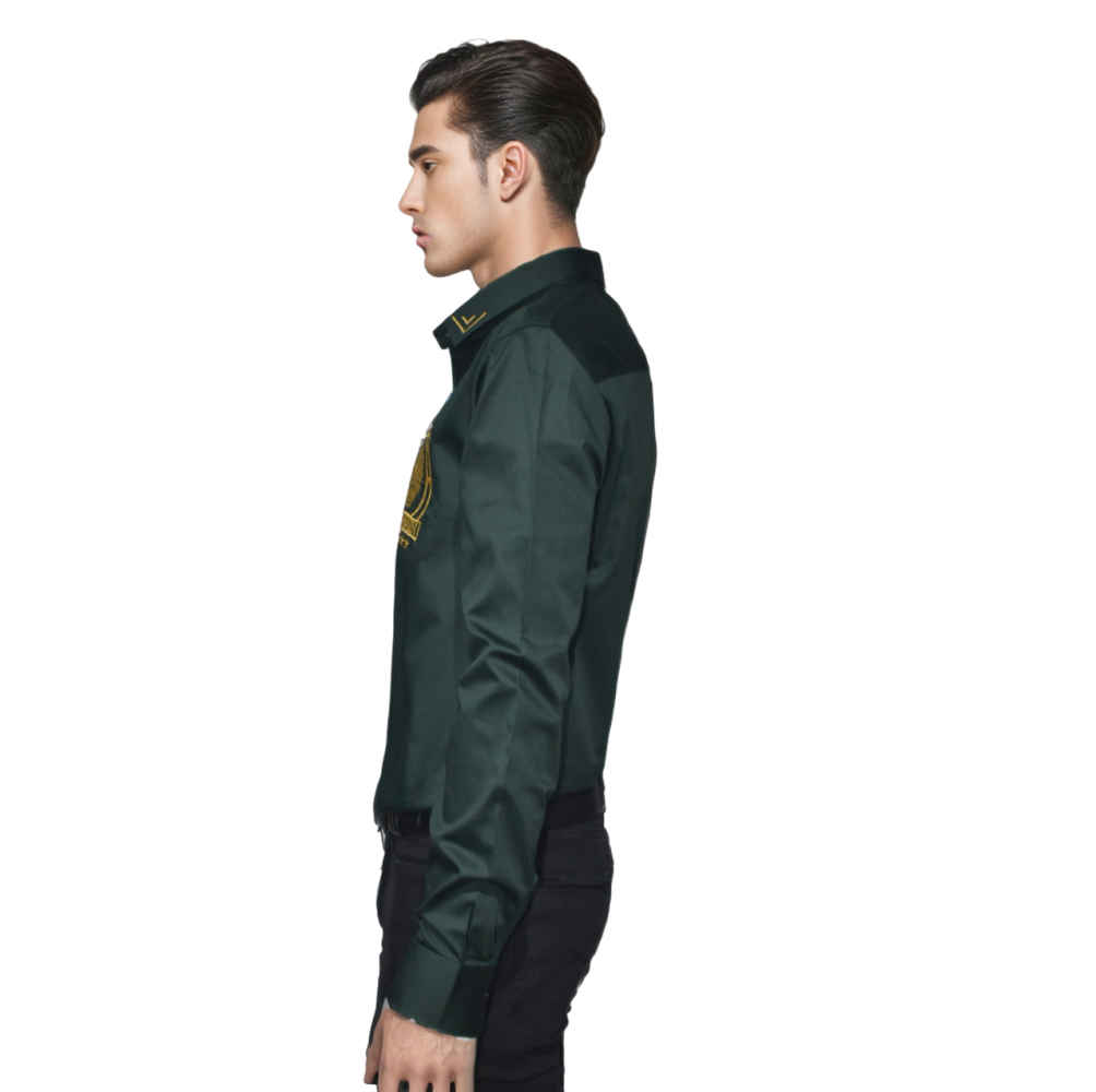 Balmain Embroidered Green Premium Cotton Shirt-2