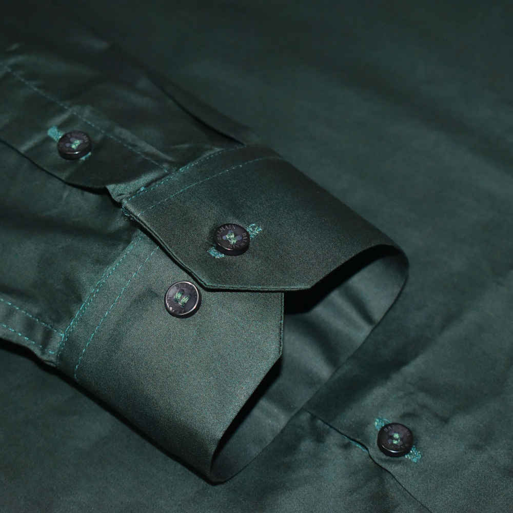 Balmain Embroidered Green Premium Cotton Shirt-5