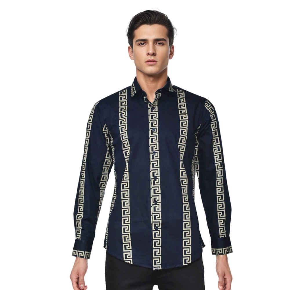 Versace Navy Blue logo Print Premium Shirt-6