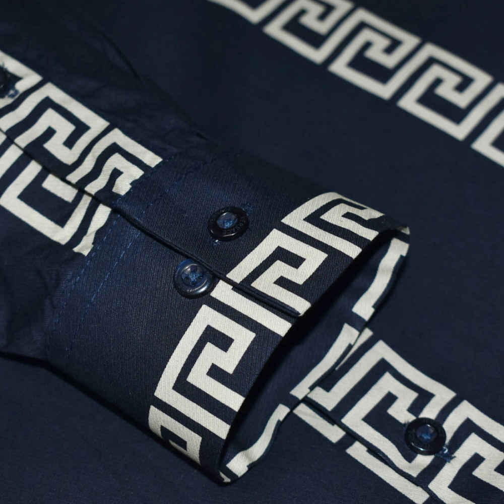Versace Navy Blue logo Print Premium Shirt-5