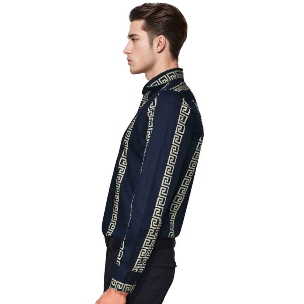 Versace Navy Blue logo Print Premium Shirt-2