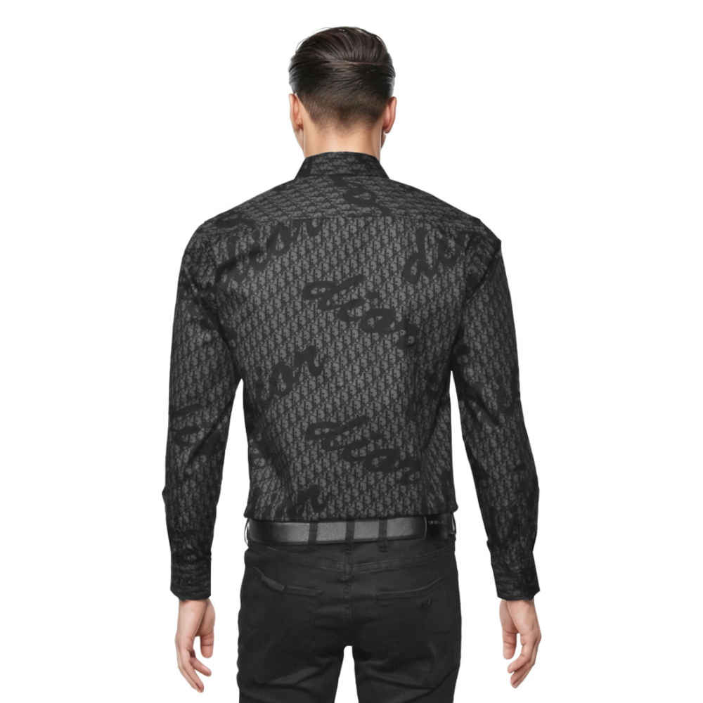 Dior Printed Black Premium Cotton Luxury Shirt-1