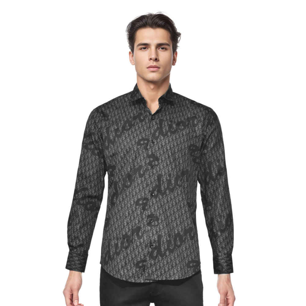 Dior Printed Black Premium Cotton Luxury Shirt-6