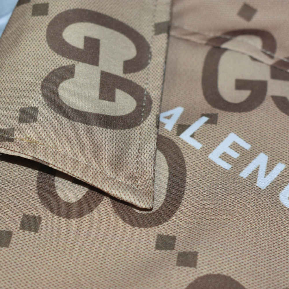 Gucci Brown Premium Quality Men's Logo-Print Short Sleeve Shirt & Shorts Combo-4