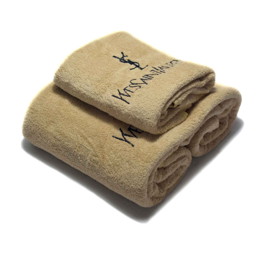 YSL Embroidery logo Brown Premium Towels - Set of 2-thumb-0