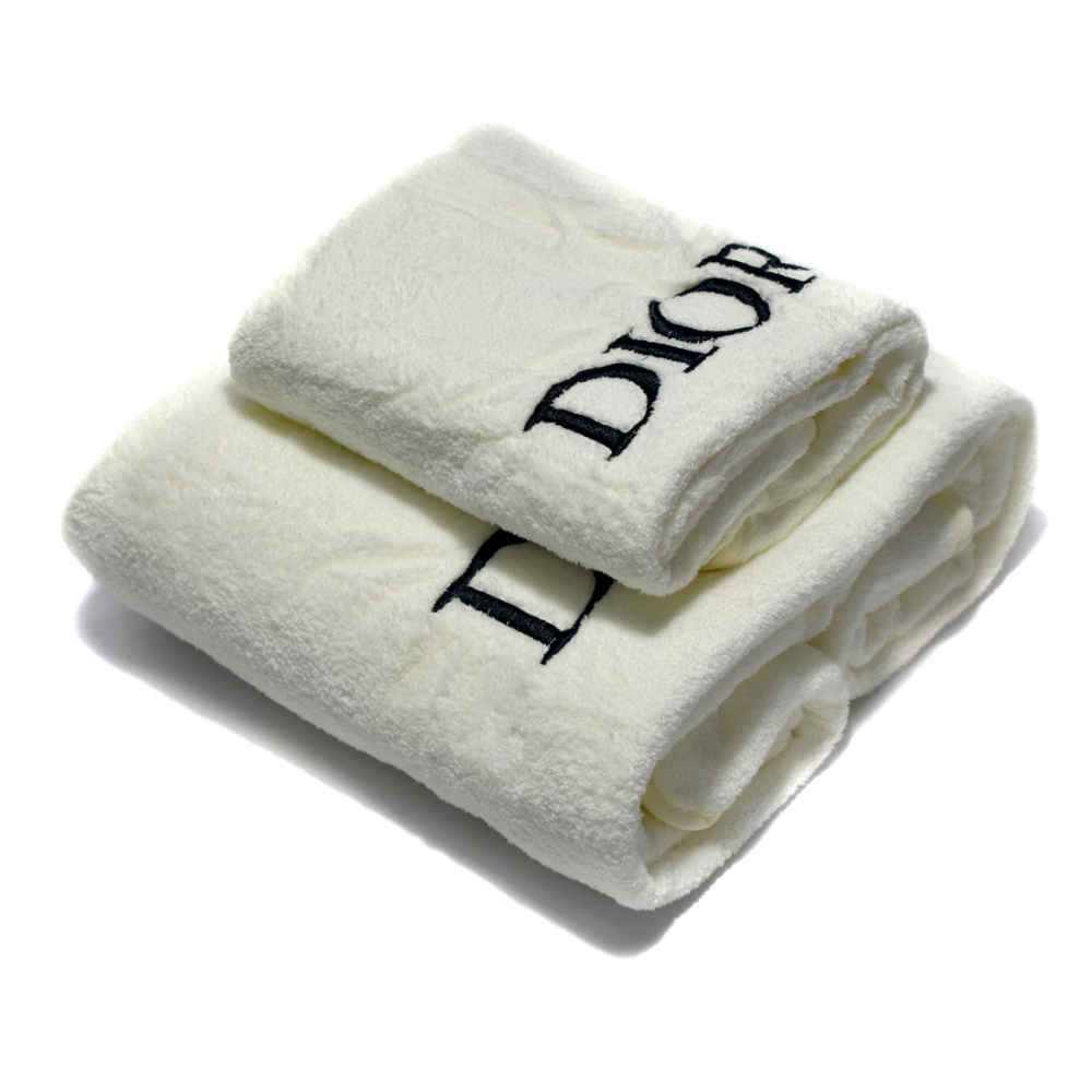 Dior Embroidered logo Off White Premium Towels - Set of 2-thumb-0