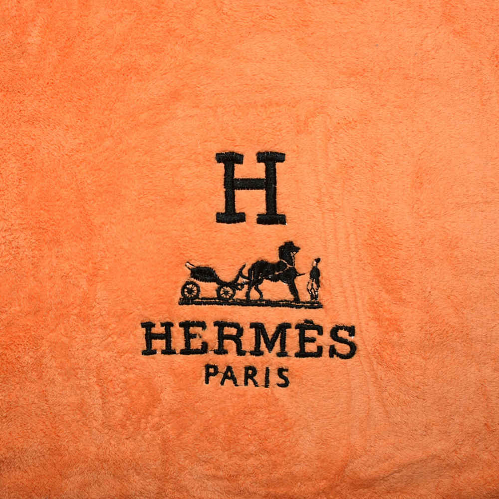 Hermes Paris Embroidery logo Orange Towels - Set of 2-1