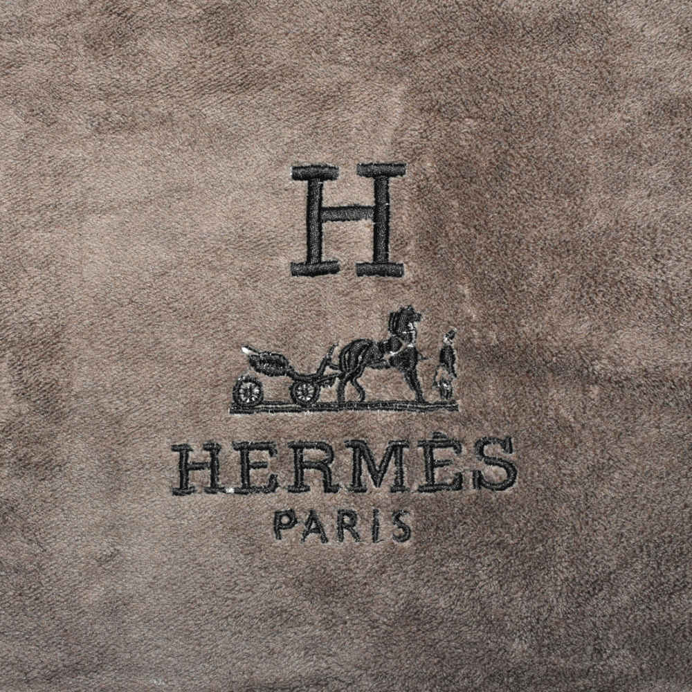 Hermes Paris Embroidery logo Dark Brown Towels - Set of 2-1