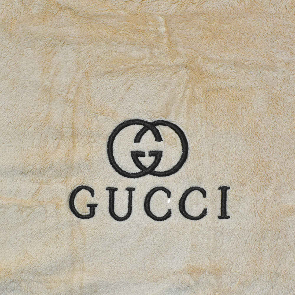 Gucci Embroidery Logo Light Brown Premium Towels - Set of 2-1