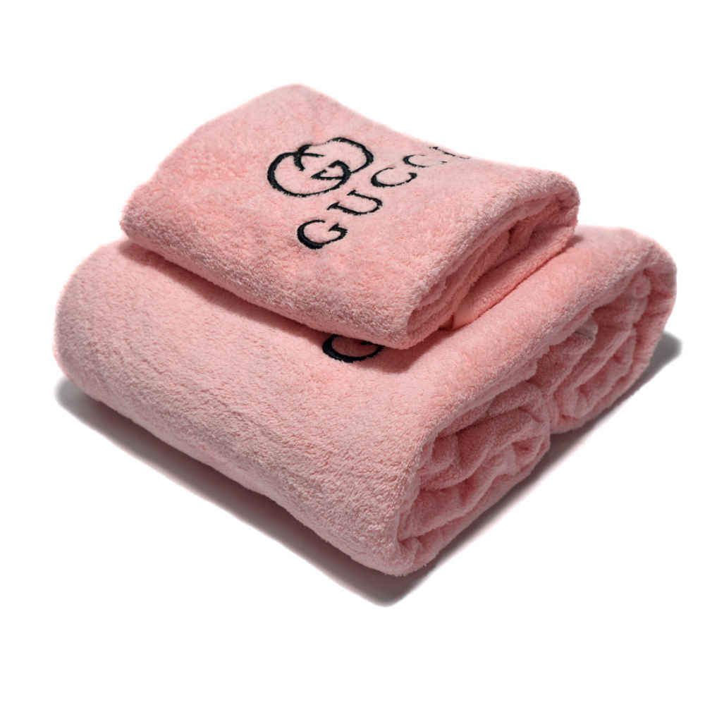 Gucci Embroidery logo Dark Pink Towels - Set of 2-thumb-0