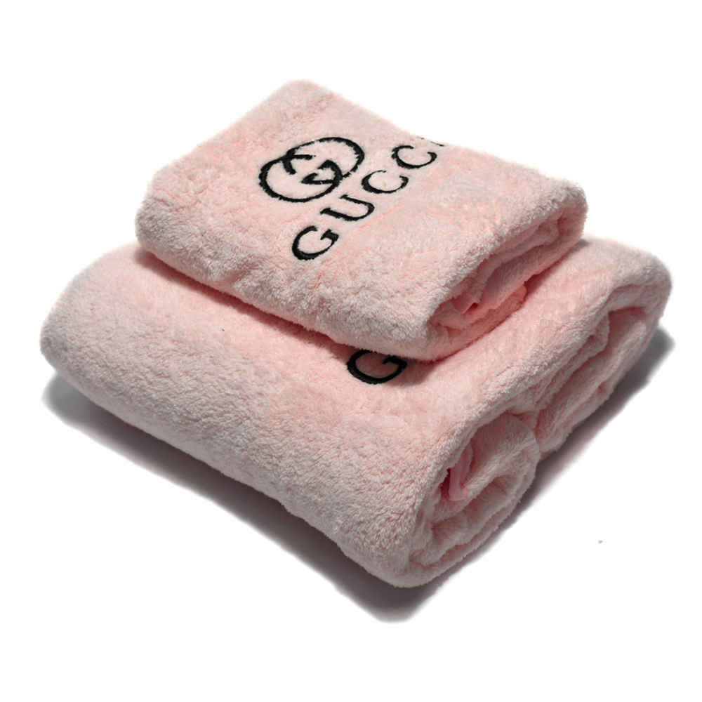 Gucci Embroidery logo Light Pink Towels - Set of 2-thumb-0