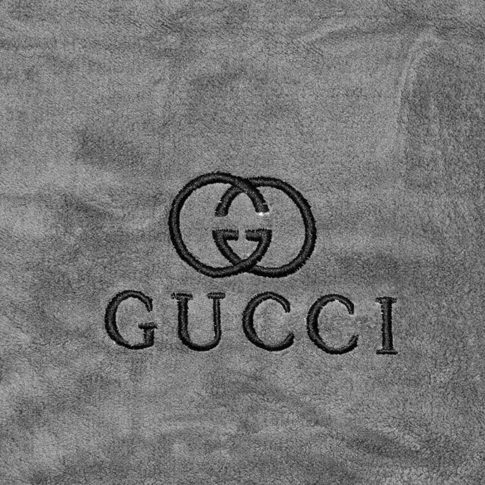 Gucci Embroidery logo Dark Grey Towels - Set of 2-thumb-1