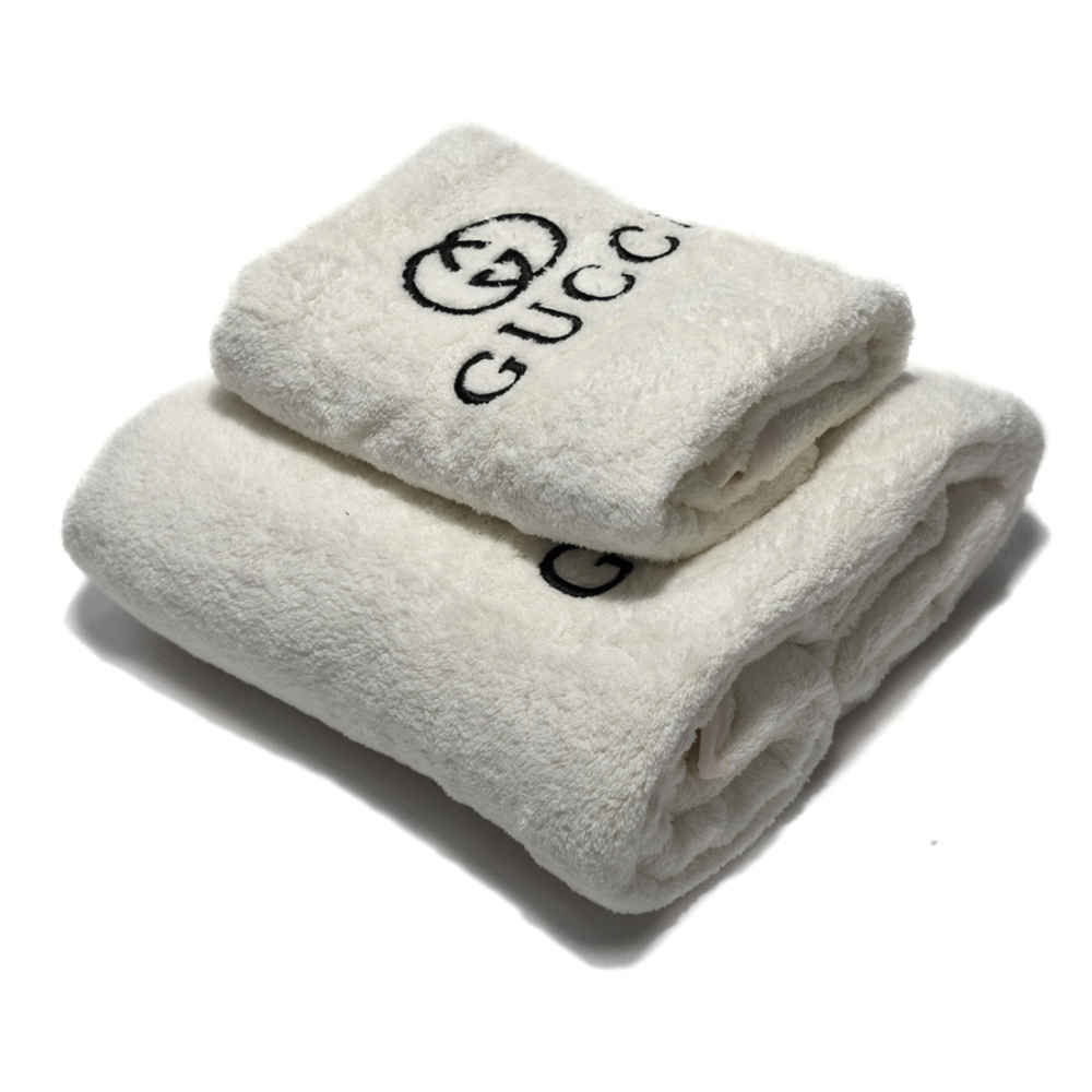 Gucci Embroidery logo Off White Towels - Set of 2-thumb-0