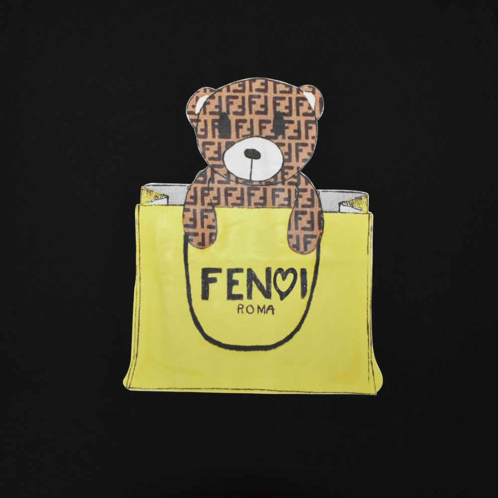 Fendi Bear Print Black Premium Women T-shirt-thumb-3