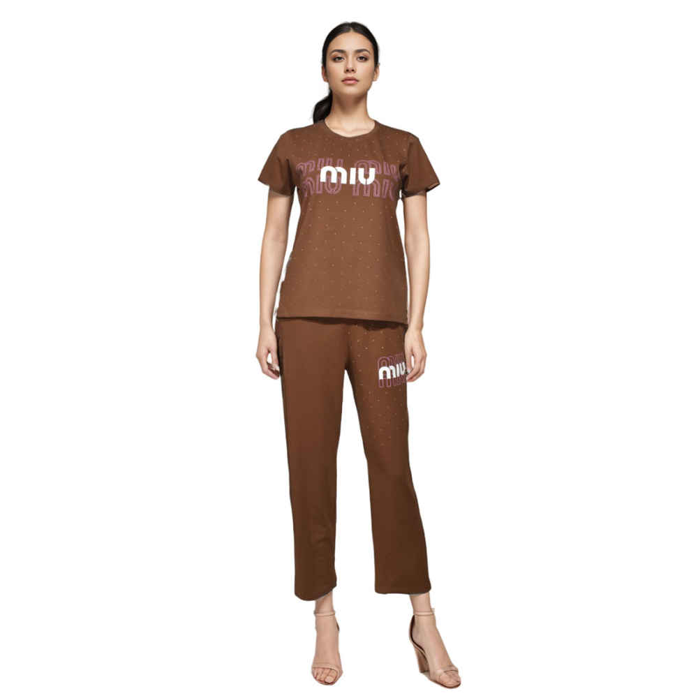 Miu Miu Brown Premium Cotton Co-ord Set-thumb-1