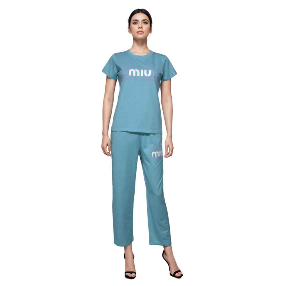 Miu Miu Sky Blue Premium Cotton Co-ord Set-thumb-1