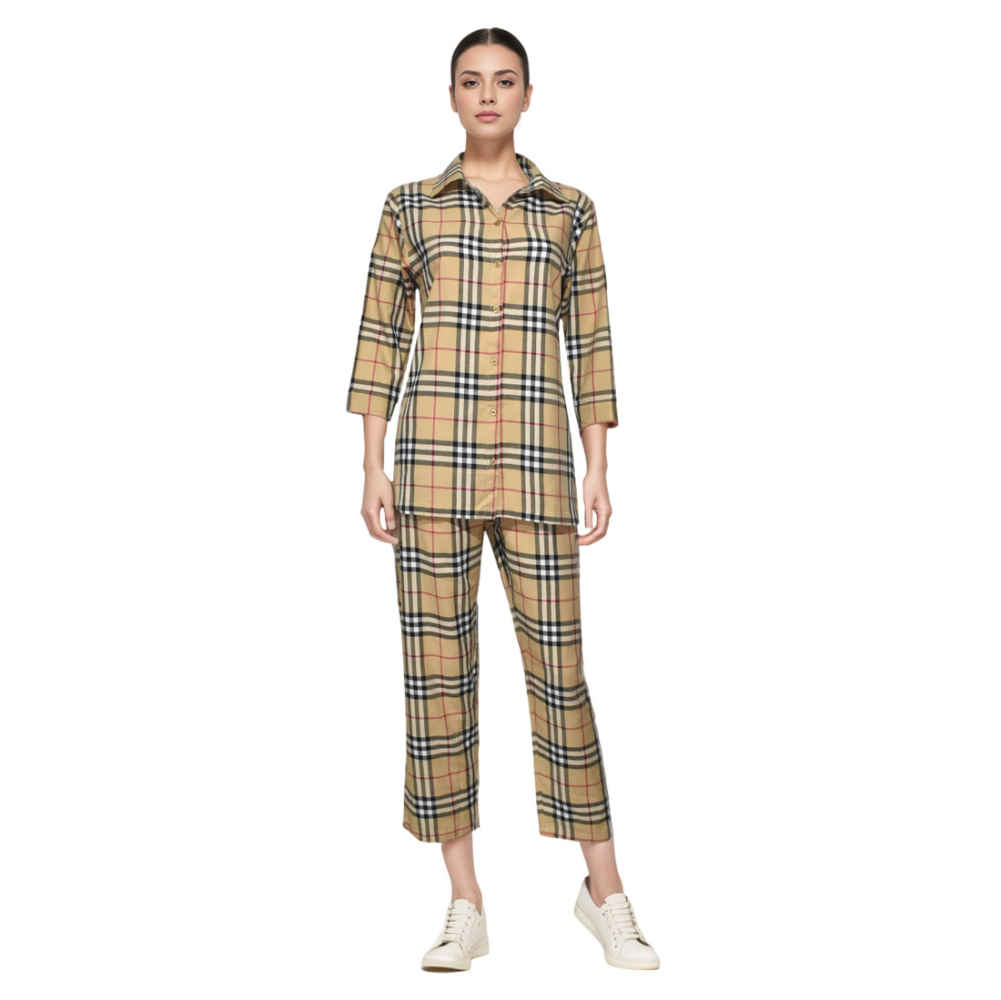 Burberry Brown Check Premium Cotton Co-ord Set-1
